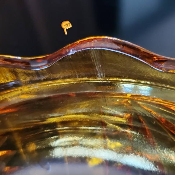 XL 6.5" Amber Glass "Stars and Bars" Fairy Lamp by Anchor Hocking - Picture 9 of 15